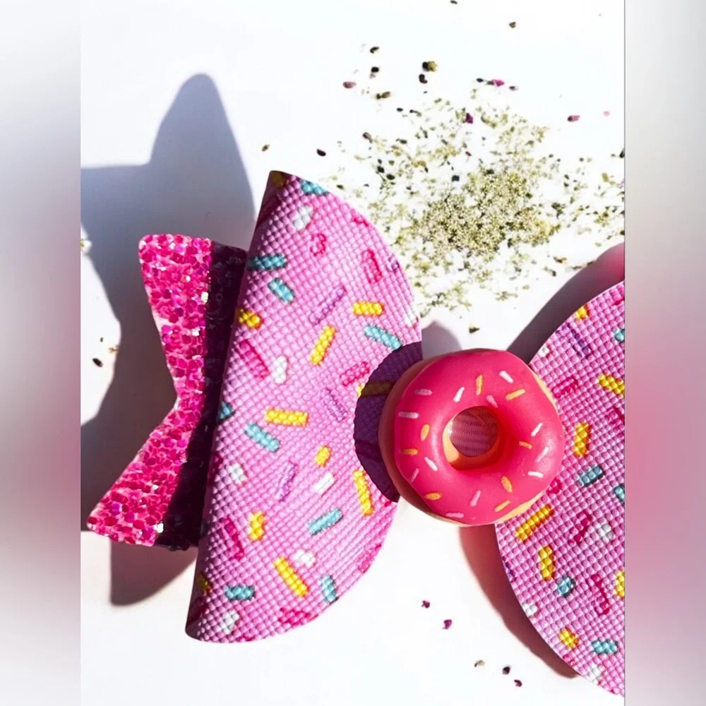 Faux Leather Donut 🍩 Hair Bows Handmade for kids